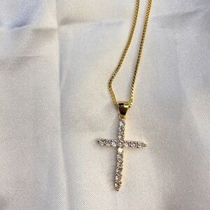 Gold and Silver Cross Pendant Necklace